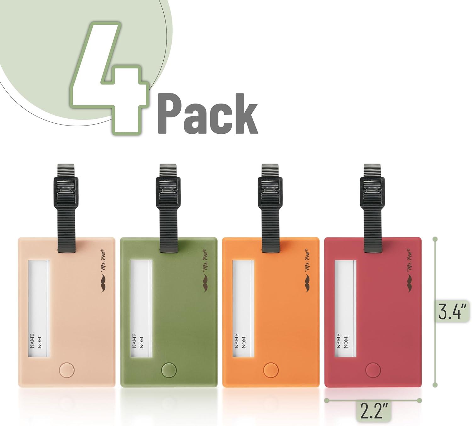 Mr. Pen Luggage Tags, 4 Pack, Colorful, Rectangular Plastic, 4” Long X ...