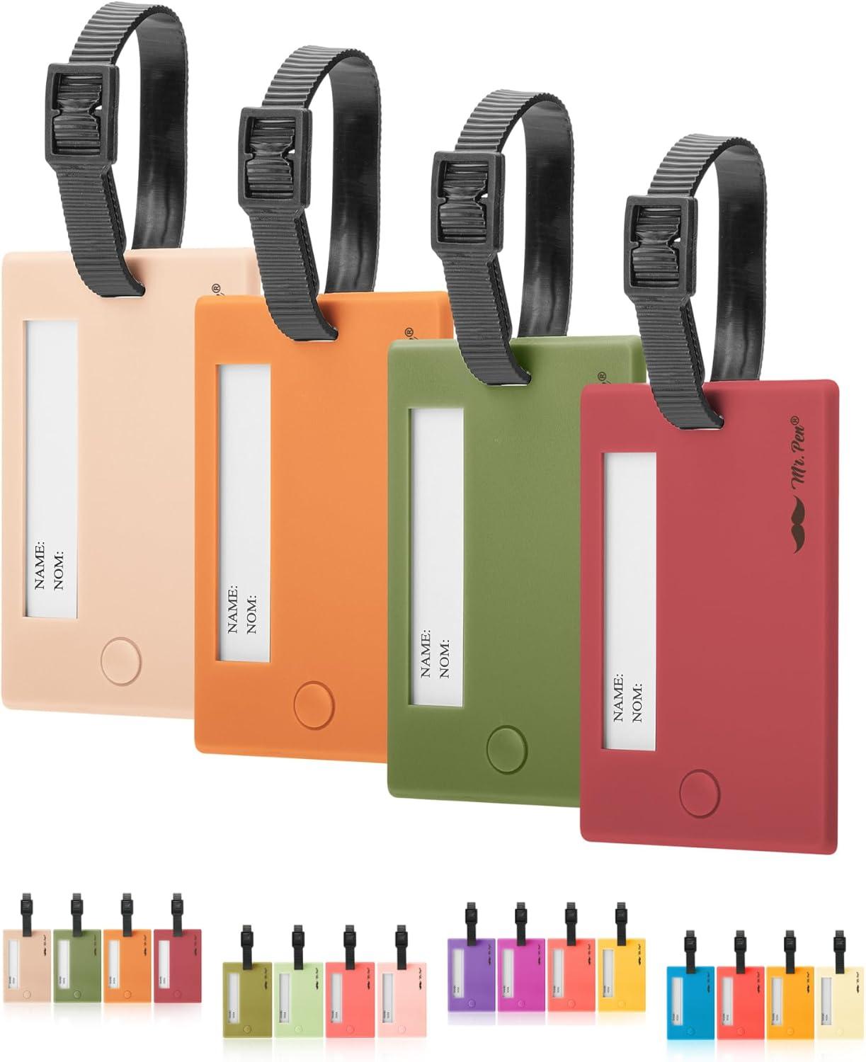 Mr. Pen Luggage Tags, 4 Pack, Colorful, Rectangular Plastic, 4” Long X ...