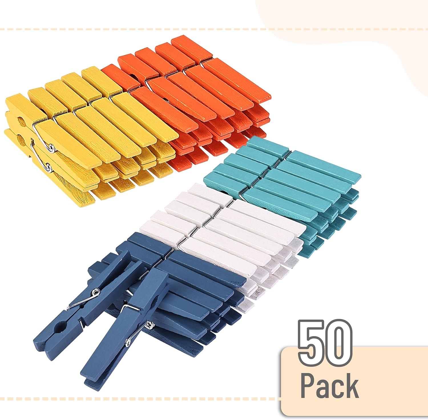 imageMr Pen Wooden Clothes Pins Large Natural Wood 50 Pack 29 Inch Rust Resistant for Classroom CraftsAssorted Colors