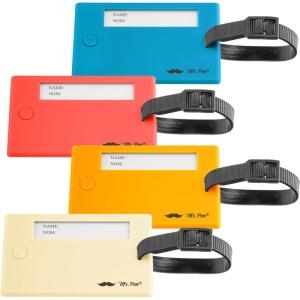 imageMr Pen Luggage Tags 4 Pack Colorful Rectangular Plastic 4 Long X 275 Wide Blue Coral Yellow ampamp PeachBlue  Coral  Yellow  Peach