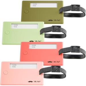 imageMr Pen Luggage Tags 4 Pack Colorful Rectangular Plastic 4 Long X 275 Wide Blue Coral Yellow ampamp PeachGreen  Min Green  Coral  Pink
