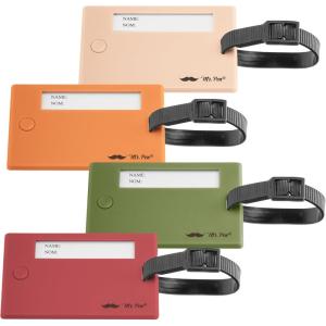 imageMr Pen Luggage Tags 4 Pack Colorful Rectangular Plastic 4 Long X 275 Wide Blue Coral Yellow ampamp PeachPeach  Orange  Green  Maroon
