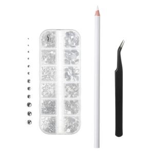 imageMr Pen  2000 Pcs Rhinestones with Pick Up Tweezer ampamp Picking Pen Flat Back Round Rhinestones for Crafts Face Gems Nails ampamp Makeup