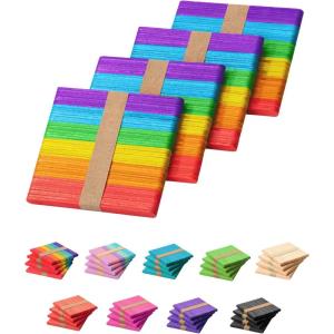 imageMr Pen Colored Popsicle Sticks Wooden Rainbow Colored Popsicle Sticks for Crafts 200 Pack 45 InchRainbow