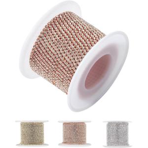 imageMr Pen Crystal Rhinestone Close Chain 1 Roll 11 Yard 2mm Rhinestones Silver Rhinestones for Jewelry Rhinestone Chain for Crafts Roll of Rhinestones for Crafts Crystal Rhinestone Chain TrimRose Gold