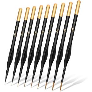 imageMr Pen Miniature Paint Brush Set  9 Pcs Fine Detail Paint Brushes Tiny ampamp Micro Point BrushesGold  Black