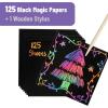 imageMr Pen Scratch Art for Kids with Wooden Stylus 125 pcs Rainbow Scratch Paper Scratch Art Paper Rainbow Scratch Art for Kids Drawing Black Scratch Off Paper for Kids