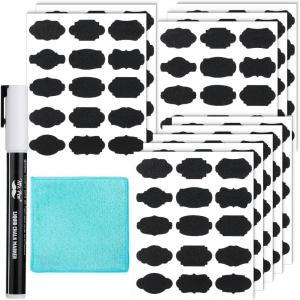 imageMr Pen Chalkboard Labels 200pc Assorted Shapes 1 White Chalk Marker and Small Towel Labels Label Stickers Labels for Storage Bins Sticker Labels Bottle Labels Food Labels Jar Labels150 pcs