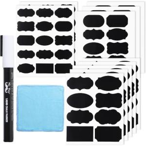 imageMr Pen Chalkboard Labels 200pc Assorted Shapes 1 White Chalk Marker and Small Towel Labels Label Stickers Labels for Storage Bins Sticker Labels Bottle Labels Food Labels Jar Labels200 pcs