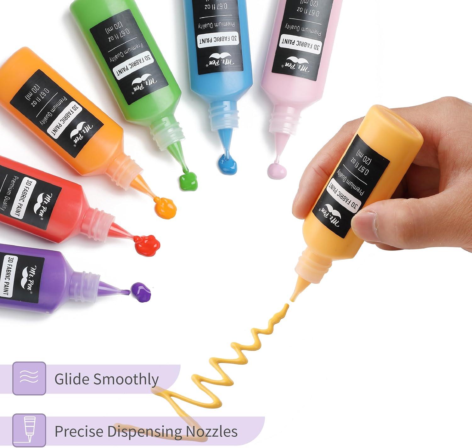 imageMr Pen 3D Fabric Paint Set 12 Colors 067 oz 3D Paint for Fabric Paint for Fabric 3D Paint for Clothing TShirt Paint Fabric Paint for ClothesBasic Colors
