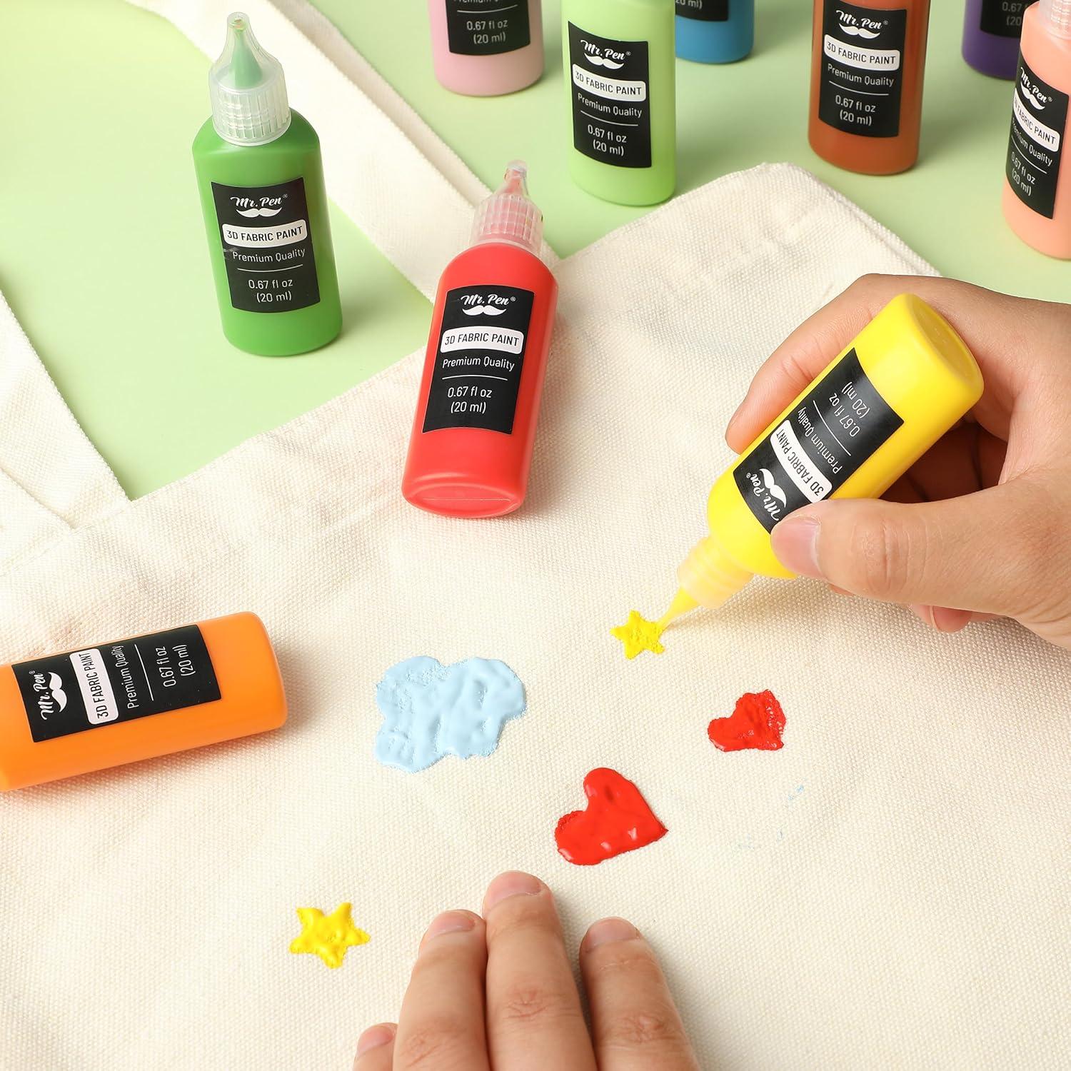 imageMr Pen 3D Fabric Paint Set 12 Colors 067 oz 3D Paint for Fabric Paint for Fabric 3D Paint for Clothing TShirt Paint Fabric Paint for ClothesBasic Colors