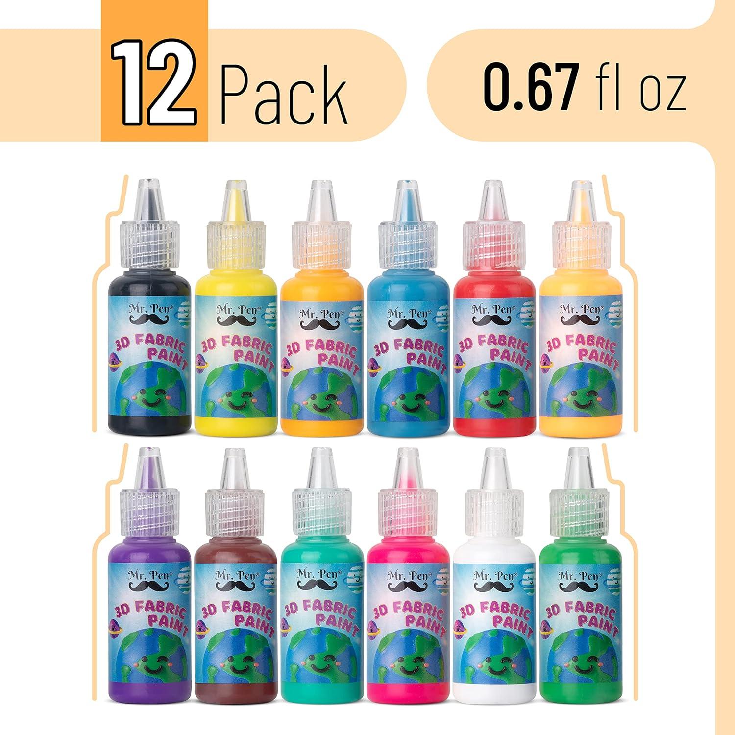 imageMr Pen 3D Fabric Paint Set 12 Colors 067 oz 3D Paint for Fabric Paint for Fabric 3D Paint for Clothing TShirt Paint Fabric Paint for ClothesSoft  Bright