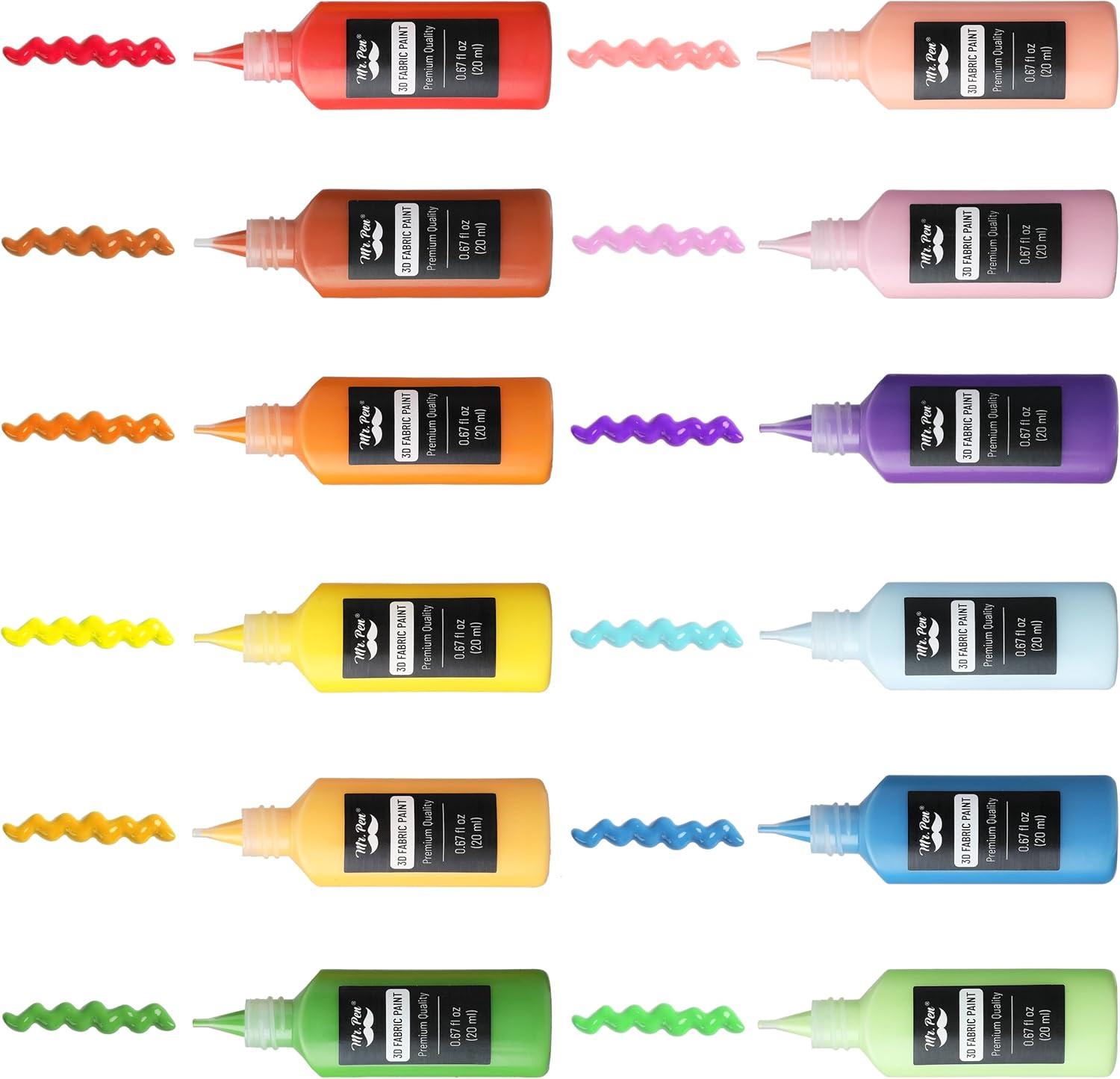 imageMr Pen 3D Fabric Paint Set 12 Colors 067 oz 3D Paint for Fabric Paint for Fabric 3D Paint for Clothing TShirt Paint Fabric Paint for ClothesSoft  Bright