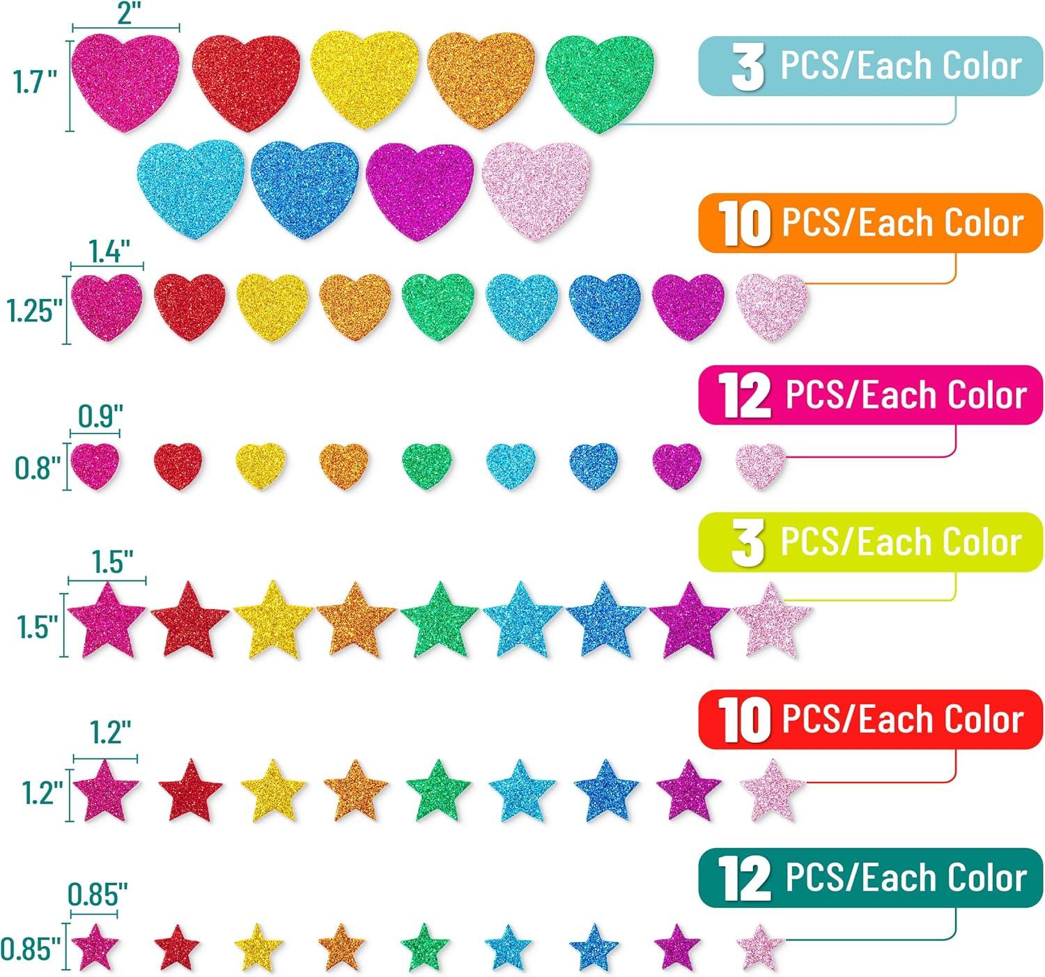 imageMr Pen Glitter Foam Stickers Self Adhesive 450 pcs Assorted Sizes Colorful Glitter Stickers Easter Gift