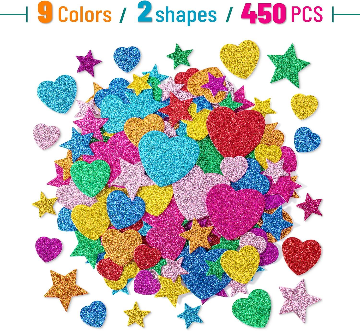 imageMr Pen Glitter Foam Stickers Self Adhesive 450 pcs Assorted Sizes Colorful Glitter Stickers Easter Gift