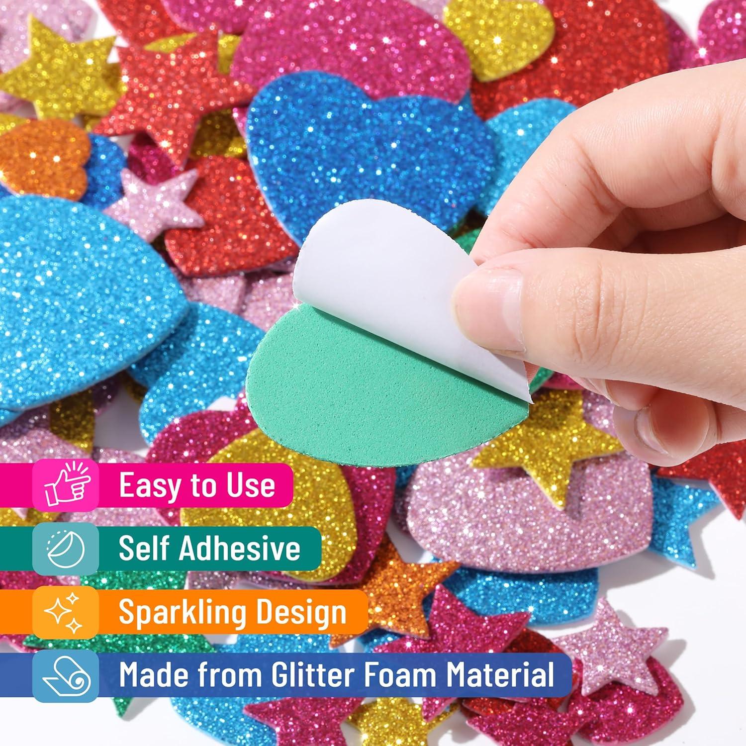 imageMr Pen Glitter Foam Stickers Self Adhesive 450 pcs Assorted Sizes Colorful Glitter Stickers Easter Gift