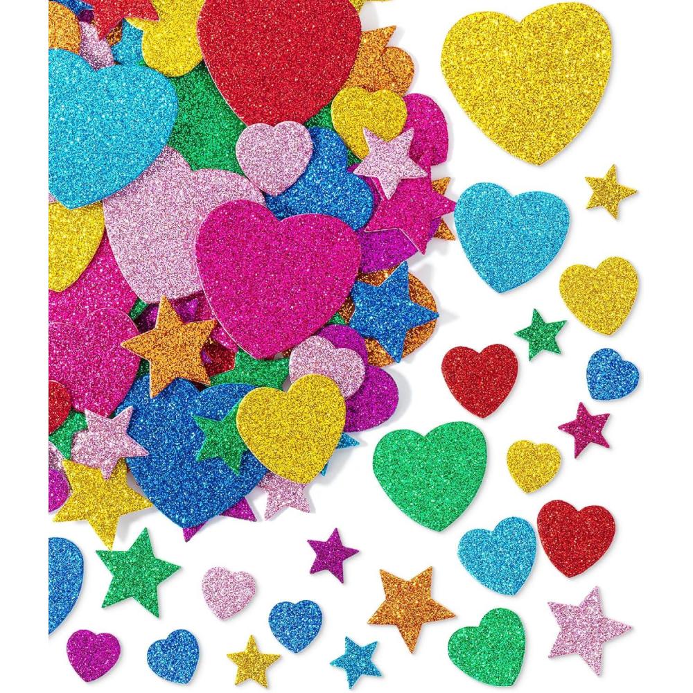 imageMr Pen Glitter Foam Stickers Self Adhesive 450 pcs Assorted Sizes Colorful Glitter Stickers Easter Gift