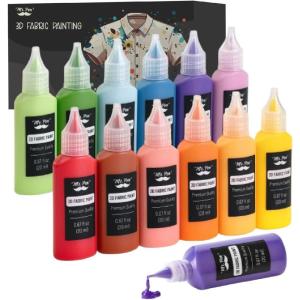 imageMr Pen 3D Fabric Paint Set 12 Colors 067 oz 3D Paint for Fabric Paint for Fabric 3D Paint for Clothing TShirt Paint Fabric Paint for ClothesBasic Colors