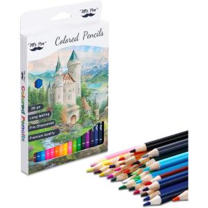imageMr Pen Colored Pencils 36 Pack Soft Core Colored Pencils for Adult Coloring Coloring Pencils Color Pencils for Kids Color Pencil Set Coloring Pencil Map Pencils Wooden Colored PencilsRound Barrel