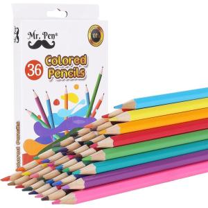 imageMr Pen Colored Pencils 36 Pack Soft Core Colored Pencils for Adult Coloring Coloring Pencils Color Pencils for Kids Color Pencil Set Coloring Pencil Map Pencils Wooden Colored PencilsHexagonal Barrel