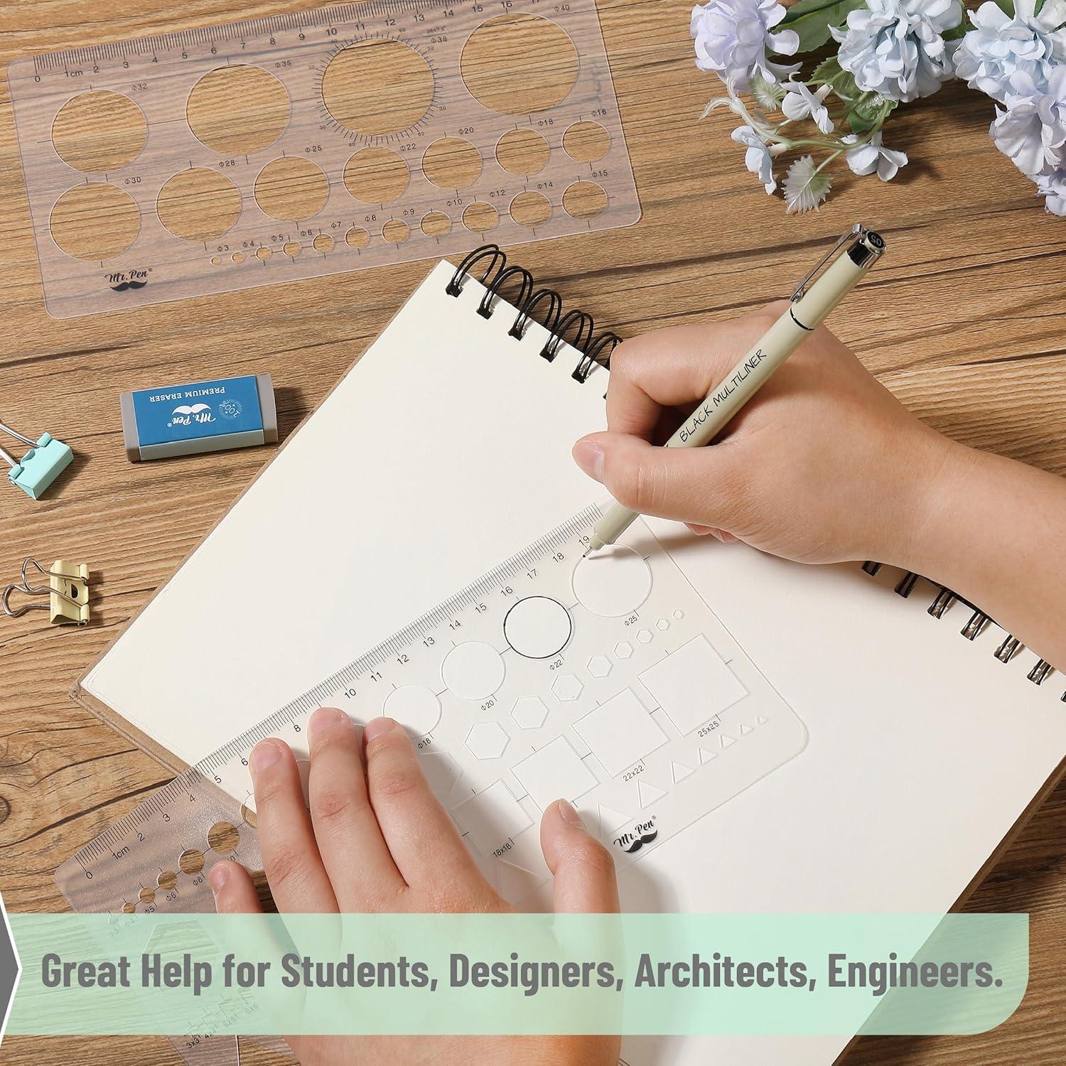 imageMr Pen Circle Templates  Large ampamp Small Sizes Circle Stencil ampamp Ruler for Drafting ampamp DrawingCircle  Hexagons  Squares  Triangles Template