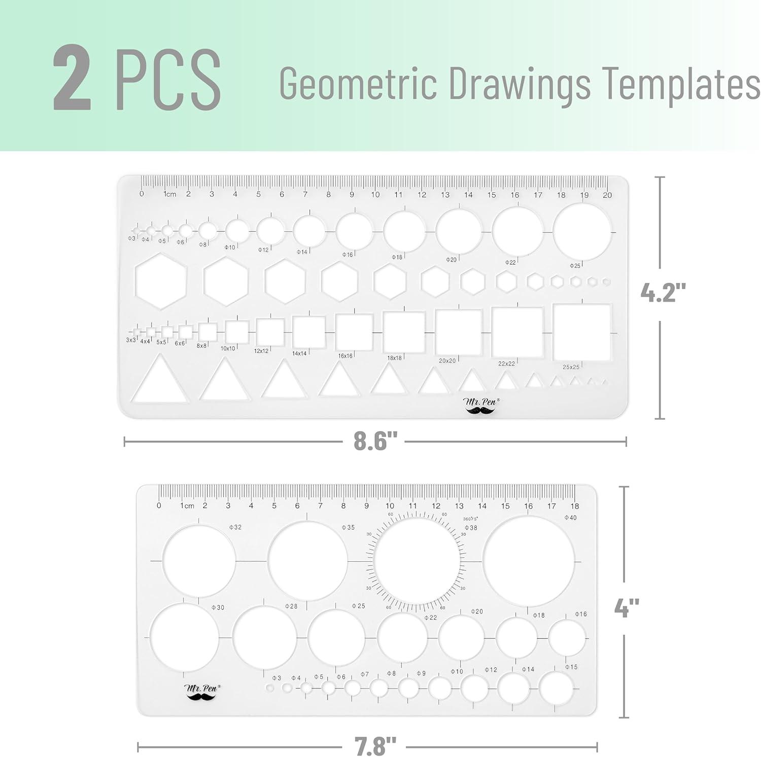 imageMr Pen Circle Templates  Large ampamp Small Sizes Circle Stencil ampamp Ruler for Drafting ampamp DrawingCircle  Hexagons  Squares  Triangles Template
