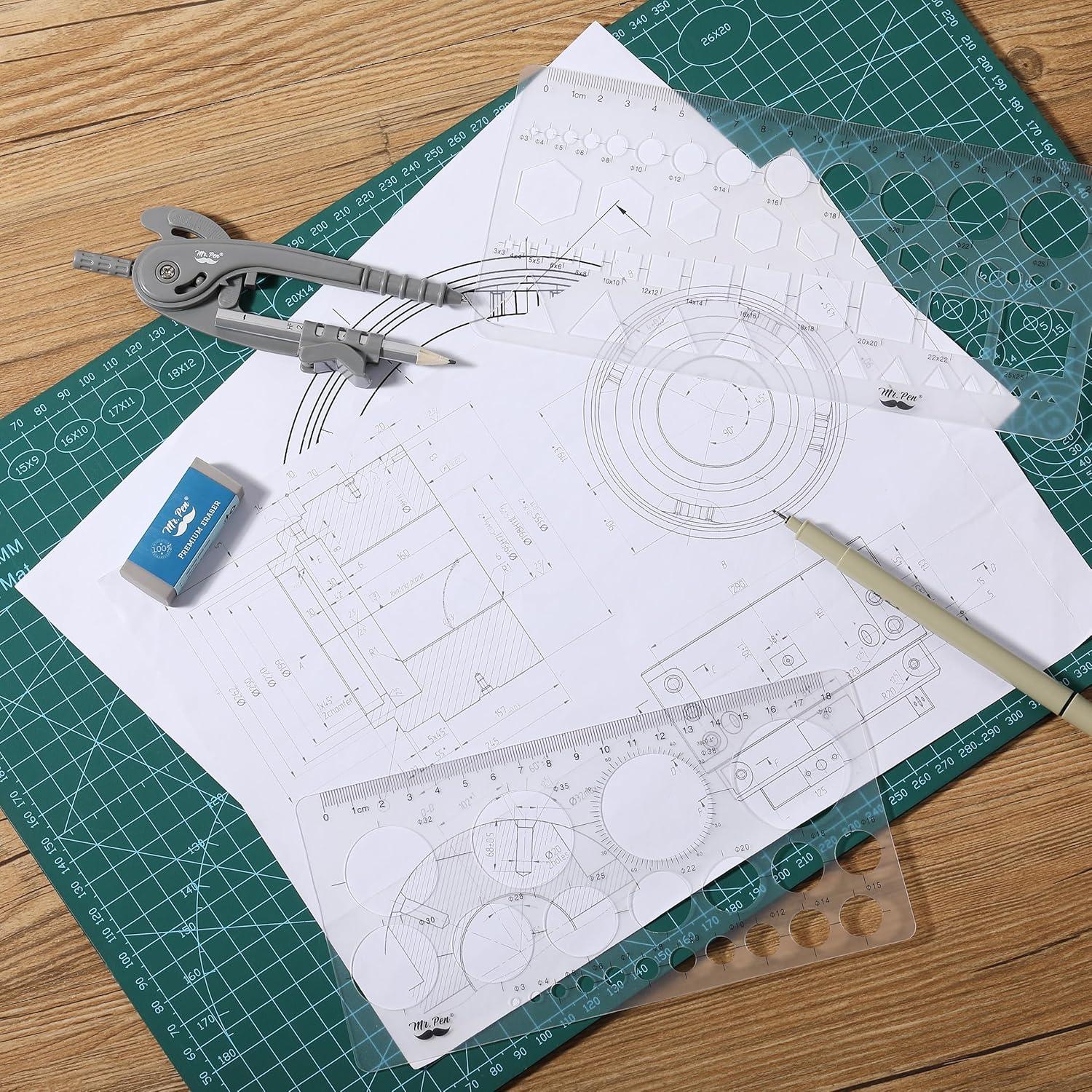imageMr Pen Circle Templates  Large ampamp Small Sizes Circle Stencil ampamp Ruler for Drafting ampamp DrawingCircle  Hexagons  Squares  Triangles Template