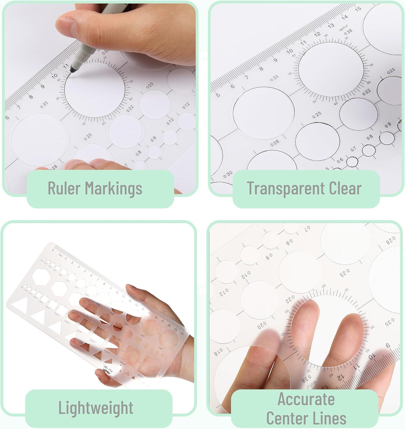 imageMr Pen Circle Templates  Large ampamp Small Sizes Circle Stencil ampamp Ruler for Drafting ampamp DrawingCircle  Hexagons  Squares  Triangles Template