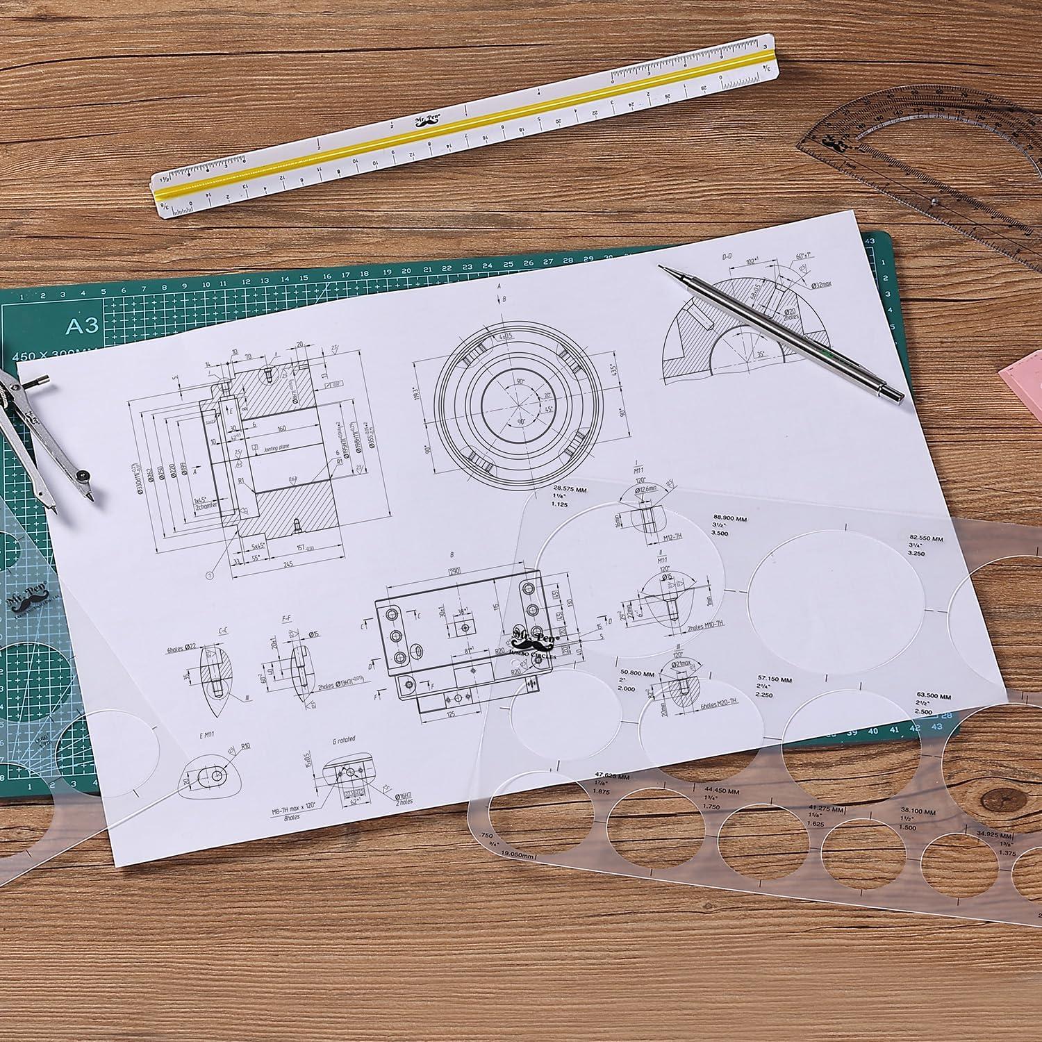 imageMr Pen Circle Templates  Large ampamp Small Sizes Circle Stencil ampamp Ruler for Drafting ampamp DrawingCircle Template