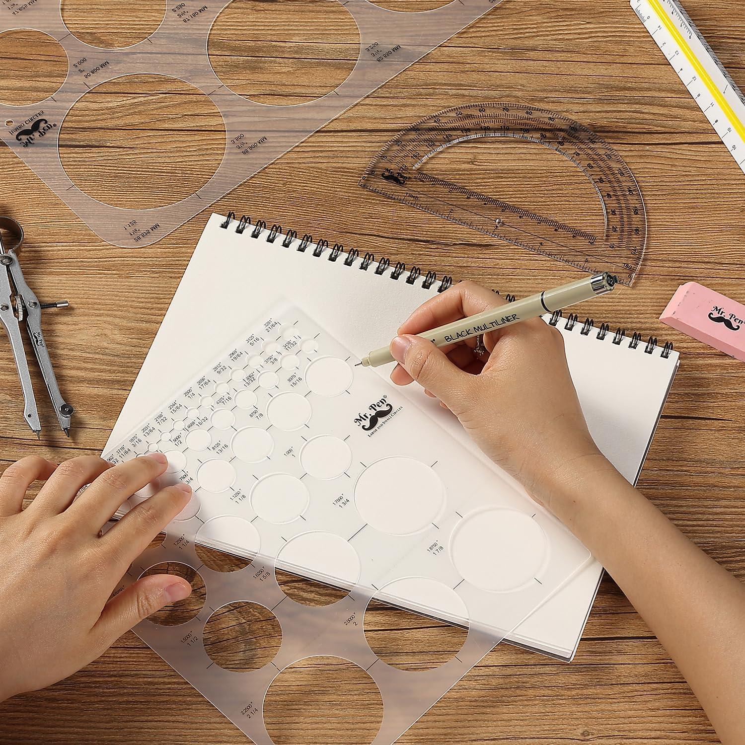 imageMr Pen Circle Templates  Large ampamp Small Sizes Circle Stencil ampamp Ruler for Drafting ampamp DrawingCircle Template