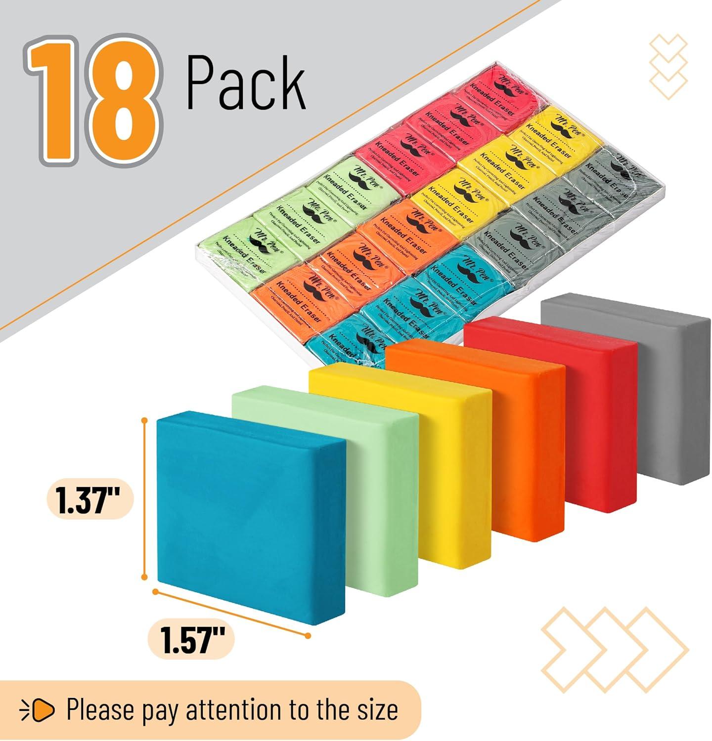 imageMr Pen Kneaded Eraser Erasers for Drawing 16 Pack Artist Eraser Kneaded Erasers for Artists Kneadable Erasers Drawing Erasers Art Erasers Putty Eraser Erasers for Sketching Rubber ErasersRed  Orange  Yellow  Green  Blue  Gray