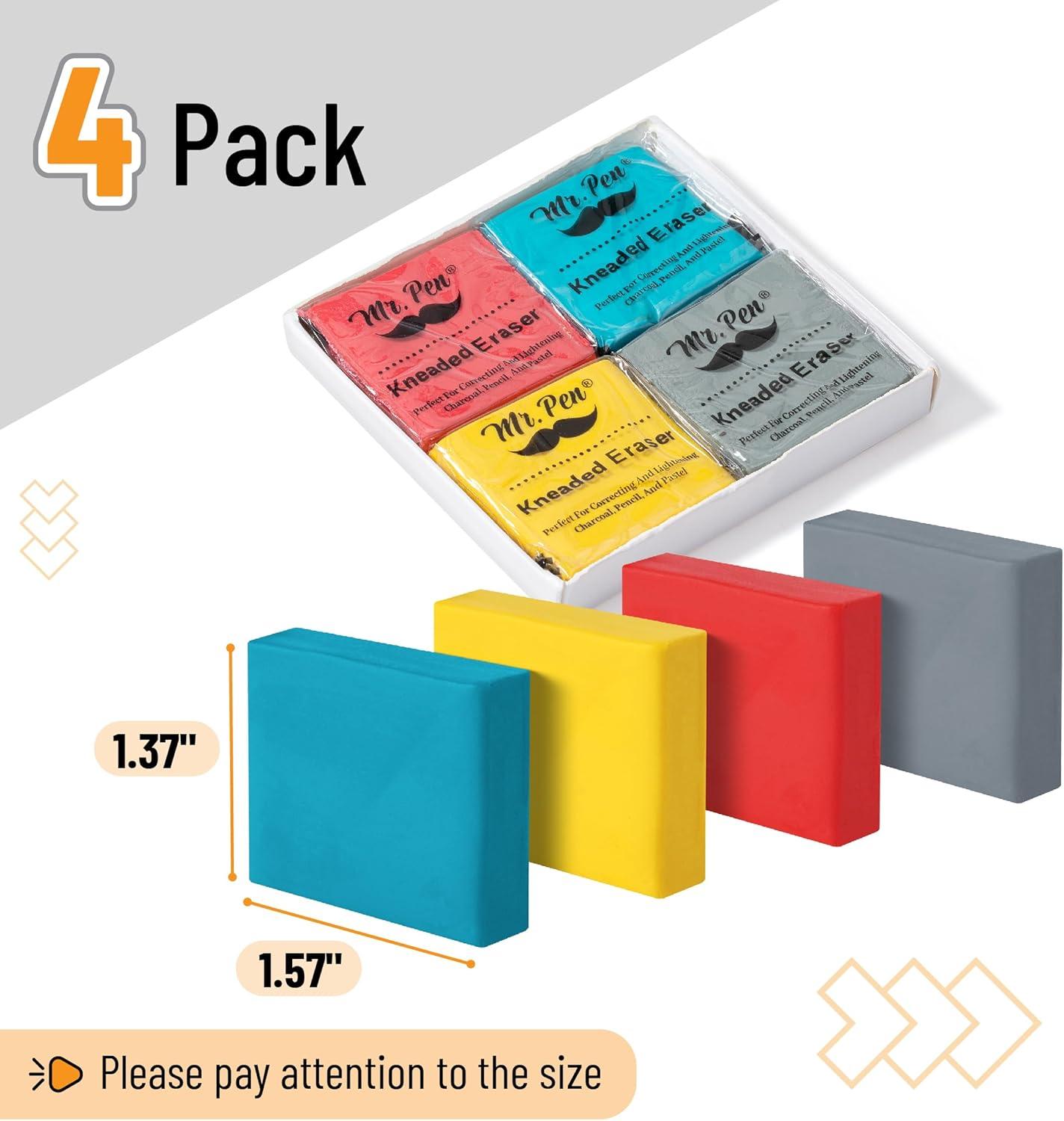 imageMr Pen Kneaded Eraser Erasers for Drawing 16 Pack Artist Eraser Kneaded Erasers for Artists Kneadable Erasers Drawing Erasers Art Erasers Putty Eraser Erasers for Sketching Rubber ErasersYellow  Blue  Red  Gray
