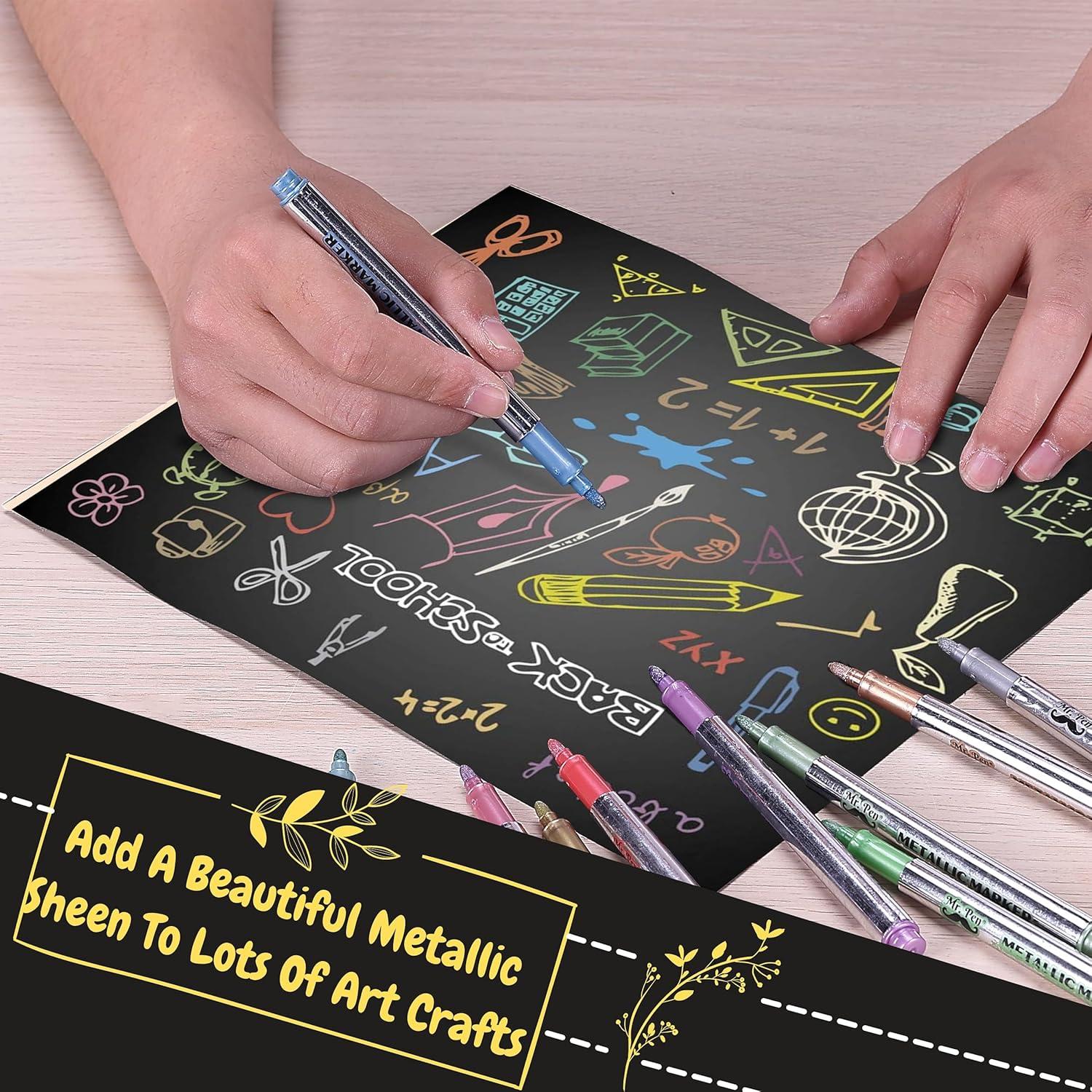 imageMr Pen Metallic Paint Markers 10 Colors Metallic Markers for Black Paper Pens to Write on Black Paper Metallic Pens Scrapbook Markers Metalic Markers Metallic Pen Metallic Marker Pens