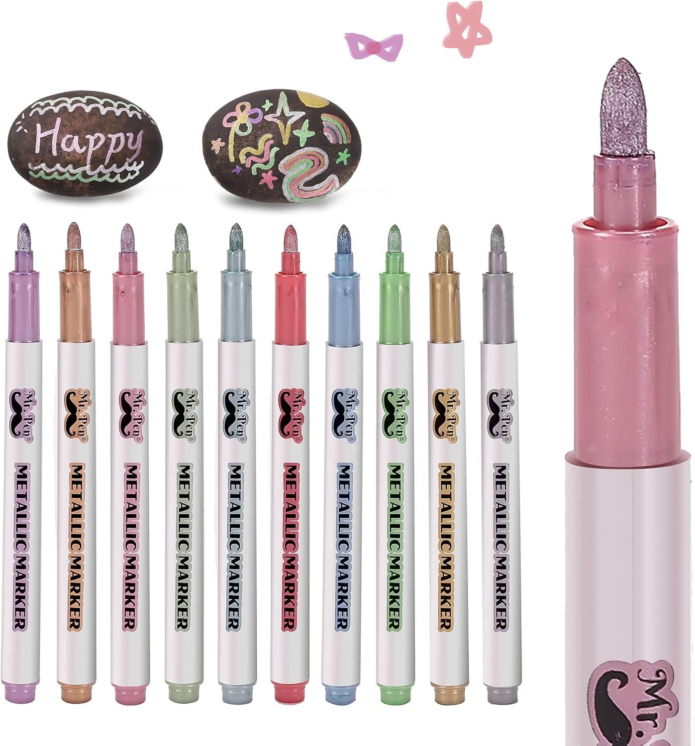 imageMr Pen Metallic Paint Markers 10 Colors Metallic Markers for Black Paper Pens to Write on Black Paper Metallic Pens Scrapbook Markers Metalic Markers Metallic Pen Metallic Marker Pens