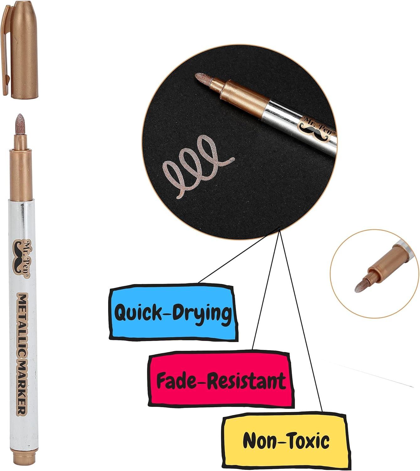 imageMr Pen Metallic Paint Markers 10 Colors Metallic Markers for Black Paper Pens to Write on Black Paper Metallic Pens Scrapbook Markers Metalic Markers Metallic Pen Metallic Marker Pens