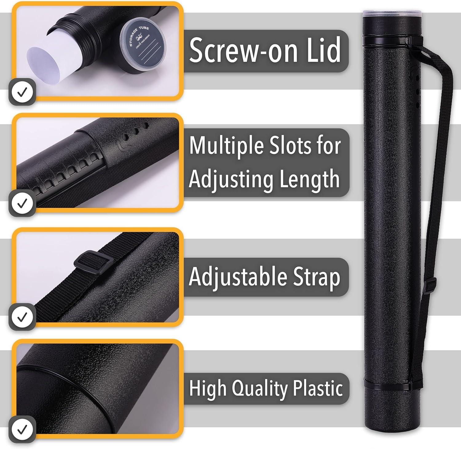 imageMr Pen Poster Tube 25quot to 40quot Extendable Poster Tube with Strap Poster Carrying Case Telescoping Tube Art ampamp Poster Transport Tubes Poster Tubes for Storage Poster Holder Tube Blueprint Tubeblack