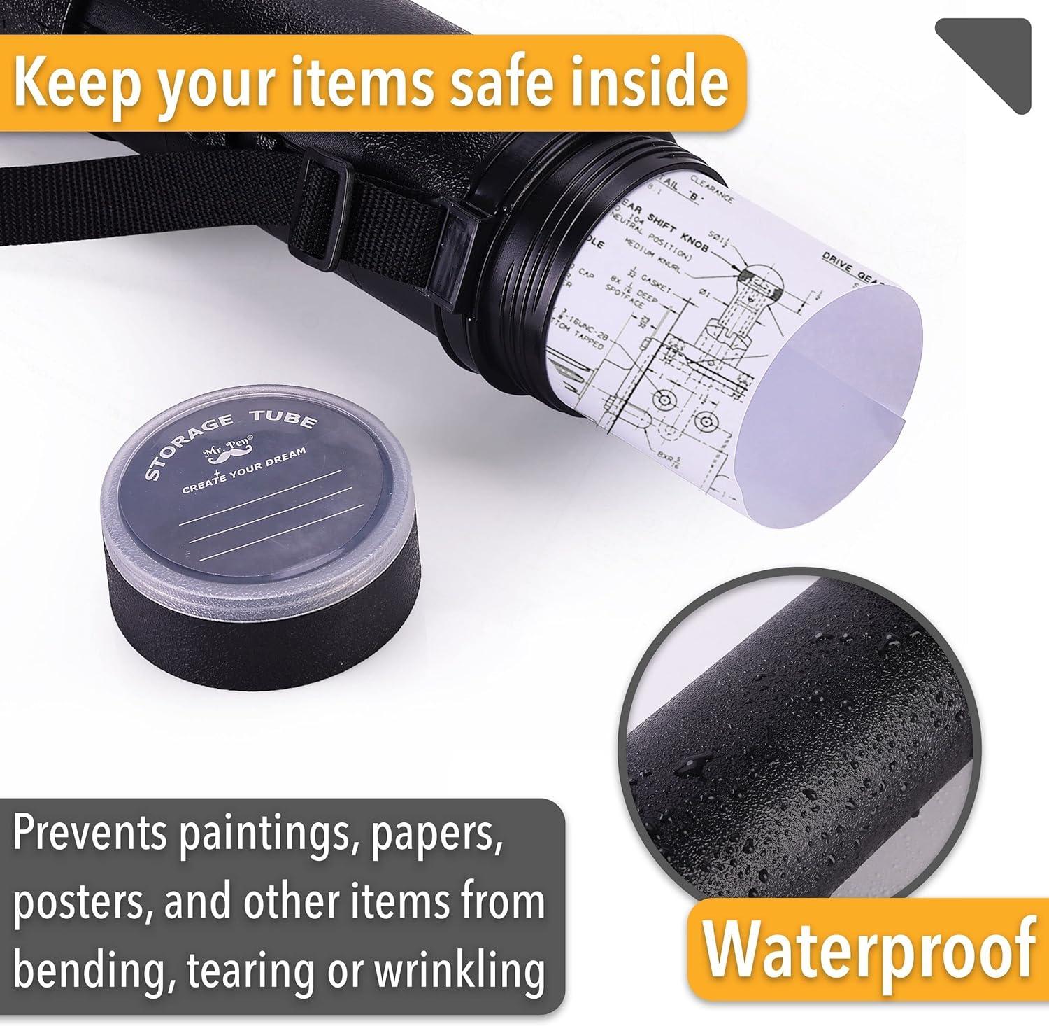 imageMr Pen Poster Tube 25quot to 40quot Extendable Poster Tube with Strap Poster Carrying Case Telescoping Tube Art ampamp Poster Transport Tubes Poster Tubes for Storage Poster Holder Tube Blueprint Tubeblack