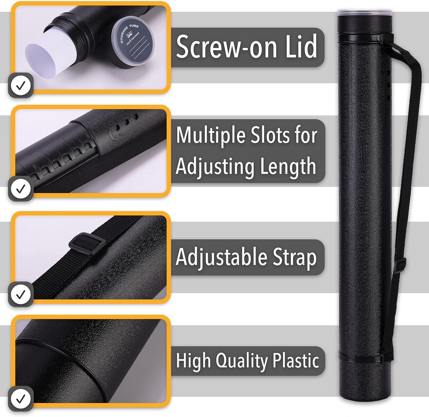 imageMr Pen Poster Tube 25quot to 40quot Extendable Poster Tube with Strap Poster Carrying Case Telescoping Tube Art ampamp Poster Transport Tubes Poster Tubes for Storage Poster Holder Tube Blueprint TubeBlack and Green