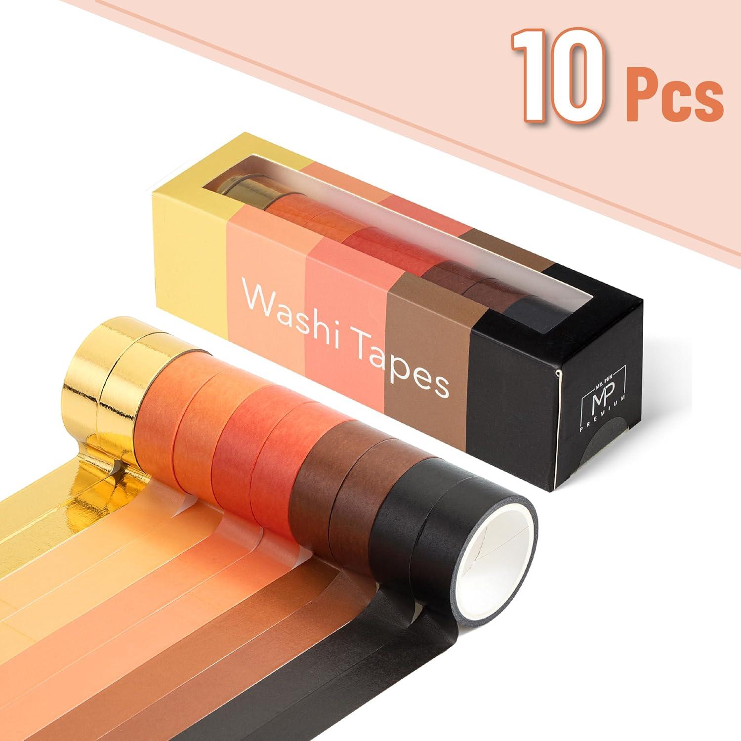 imageMr Pen Washi Tape Set 10 Pack Decorative Tape Washi Tapes Colored Tape Scrapbook Tape Scrapbook Washi Tape for Journaling Craft Tape Washy Tape WashyTapeFiery Horizon