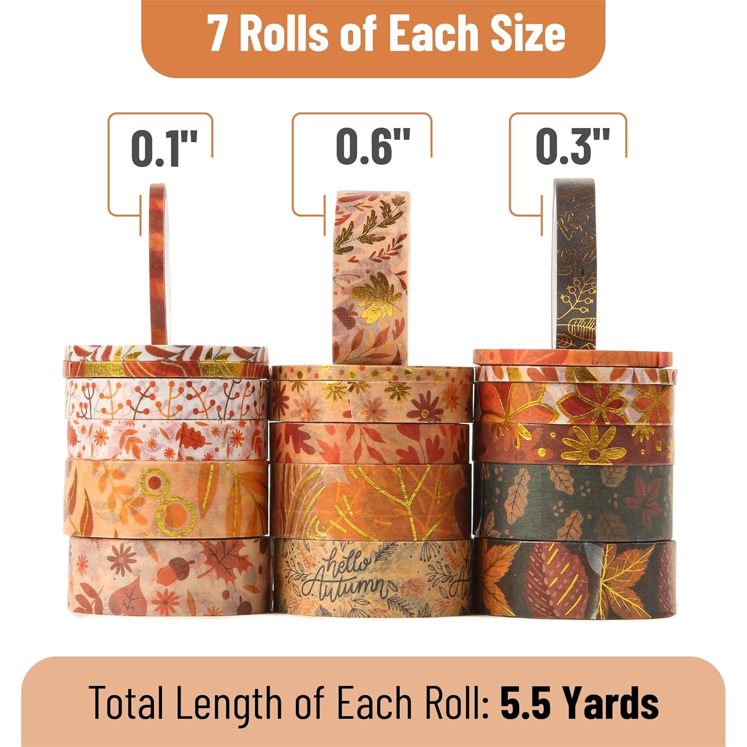 imageMr Pen Washi Tape Set 21 Roll Boho Design Decorative Tape Washi Tapes Cute Washi Tape Cute Tape Colored Tape Scrapbook Tape Washi Tape Cute Washi Tape for Journaling Craft TapeAutumn Leaves