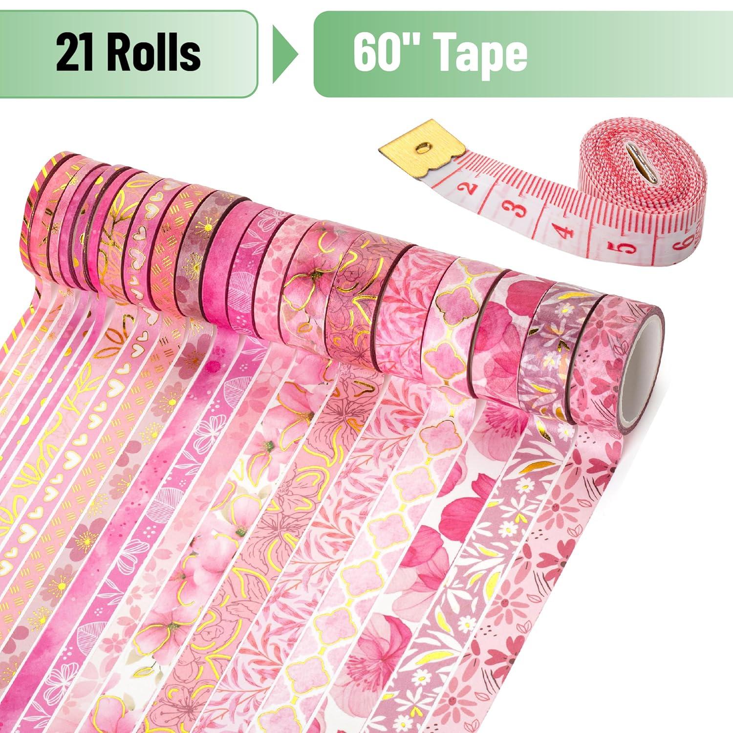 imageMr Pen Washi Tape Set 21 Roll Boho Design Decorative Tape Washi Tapes Cute Washi Tape Cute Tape Colored Tape Scrapbook Tape Washi Tape Cute Washi Tape for Journaling Craft TapeFloral Pink