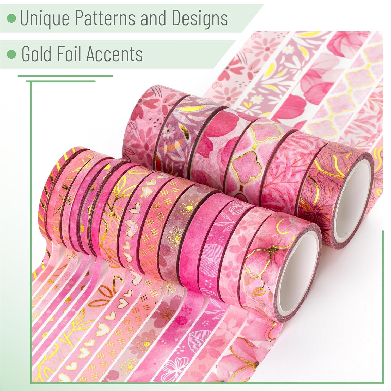 imageMr Pen Washi Tape Set 21 Roll Boho Design Decorative Tape Washi Tapes Cute Washi Tape Cute Tape Colored Tape Scrapbook Tape Washi Tape Cute Washi Tape for Journaling Craft TapeFloral Pink