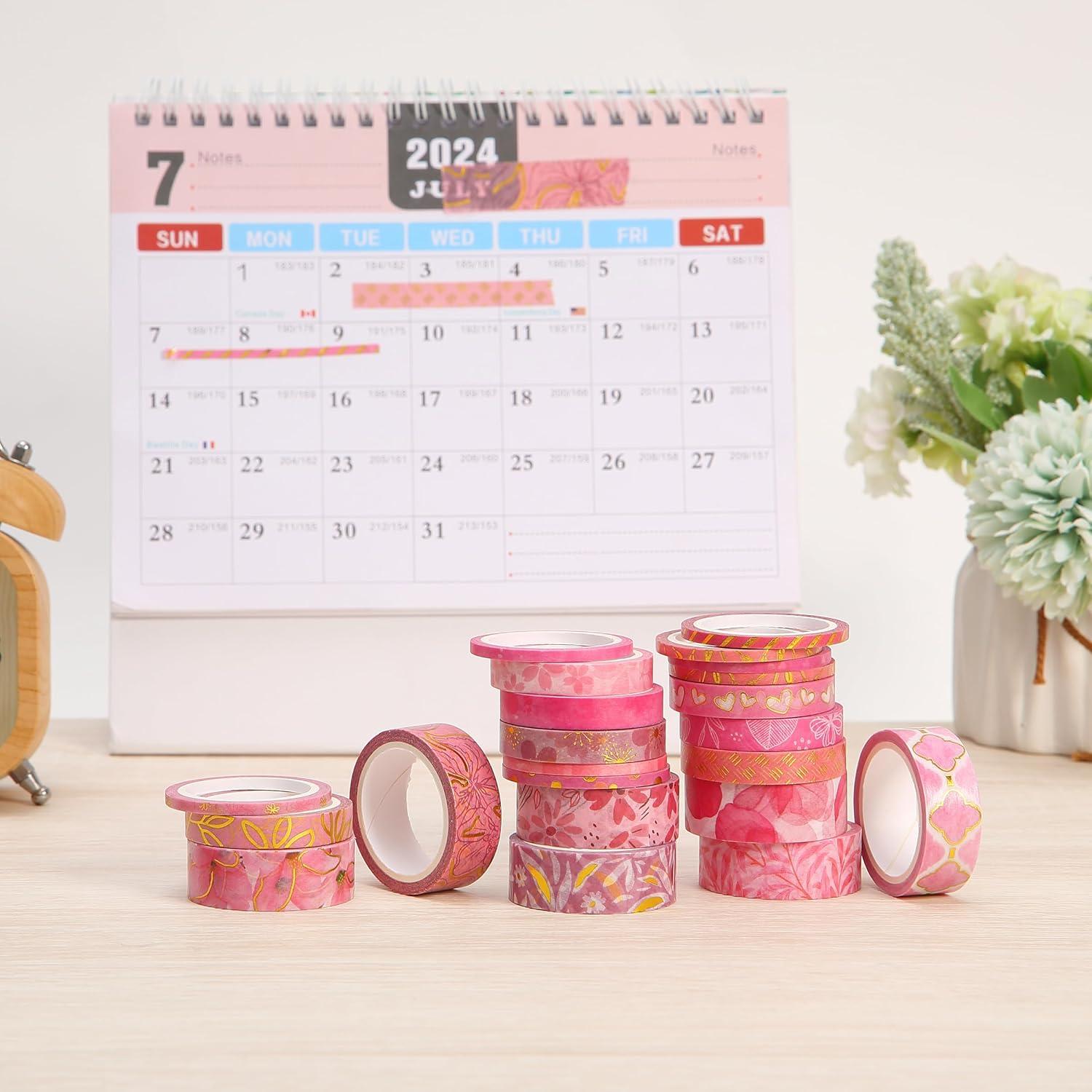 imageMr Pen Washi Tape Set 21 Roll Boho Design Decorative Tape Washi Tapes Cute Washi Tape Cute Tape Colored Tape Scrapbook Tape Washi Tape Cute Washi Tape for Journaling Craft TapeFloral Pink