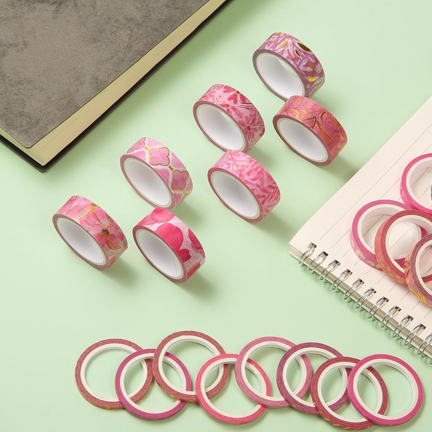 imageMr Pen Washi Tape Set 21 Roll Boho Design Decorative Tape Washi Tapes Cute Washi Tape Cute Tape Colored Tape Scrapbook Tape Washi Tape Cute Washi Tape for Journaling Craft TapeFloral Pink