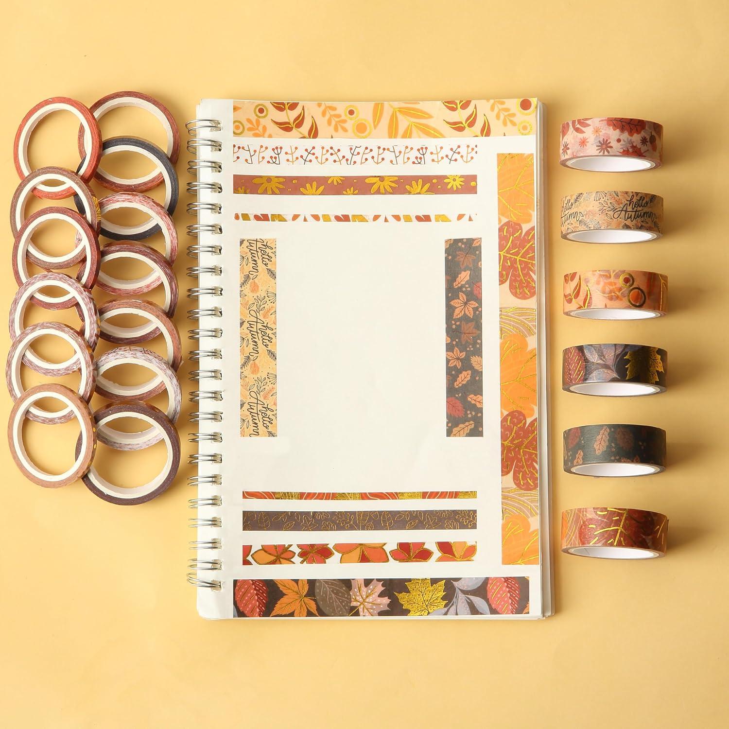 imageMr Pen Washi Tape Set 21 Roll Boho Design Decorative Tape Washi Tapes Cute Washi Tape Cute Tape Colored Tape Scrapbook Tape Washi Tape Cute Washi Tape for Journaling Craft TapeAutumn Leaves