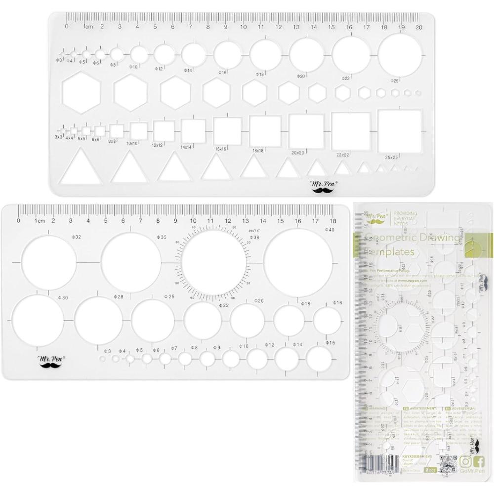imageMr Pen Circle Templates  Large ampamp Small Sizes Circle Stencil ampamp Ruler for Drafting ampamp DrawingCircle  Hexagons  Squares  Triangles Template