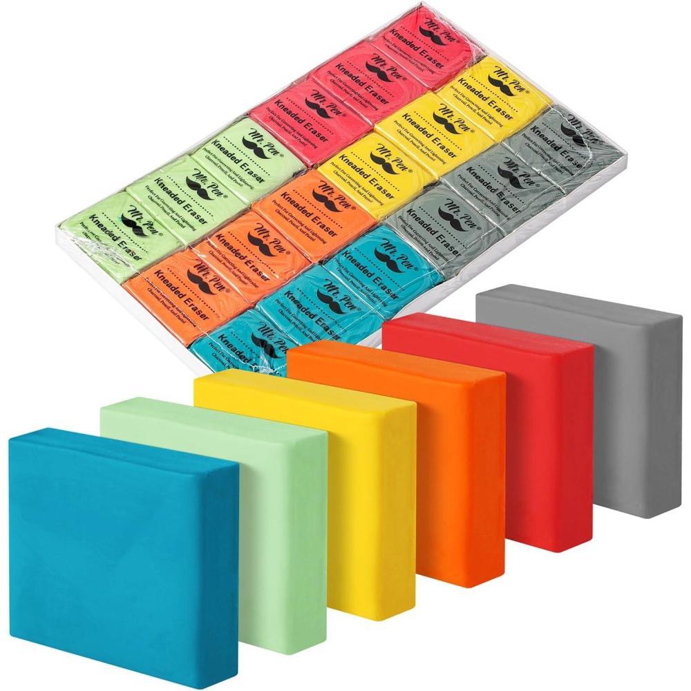 imageMr Pen Kneaded Eraser Erasers for Drawing 16 Pack Artist Eraser Kneaded Erasers for Artists Kneadable Erasers Drawing Erasers Art Erasers Putty Eraser Erasers for Sketching Rubber ErasersRed  Orange  Yellow  Green  Blue  Gray