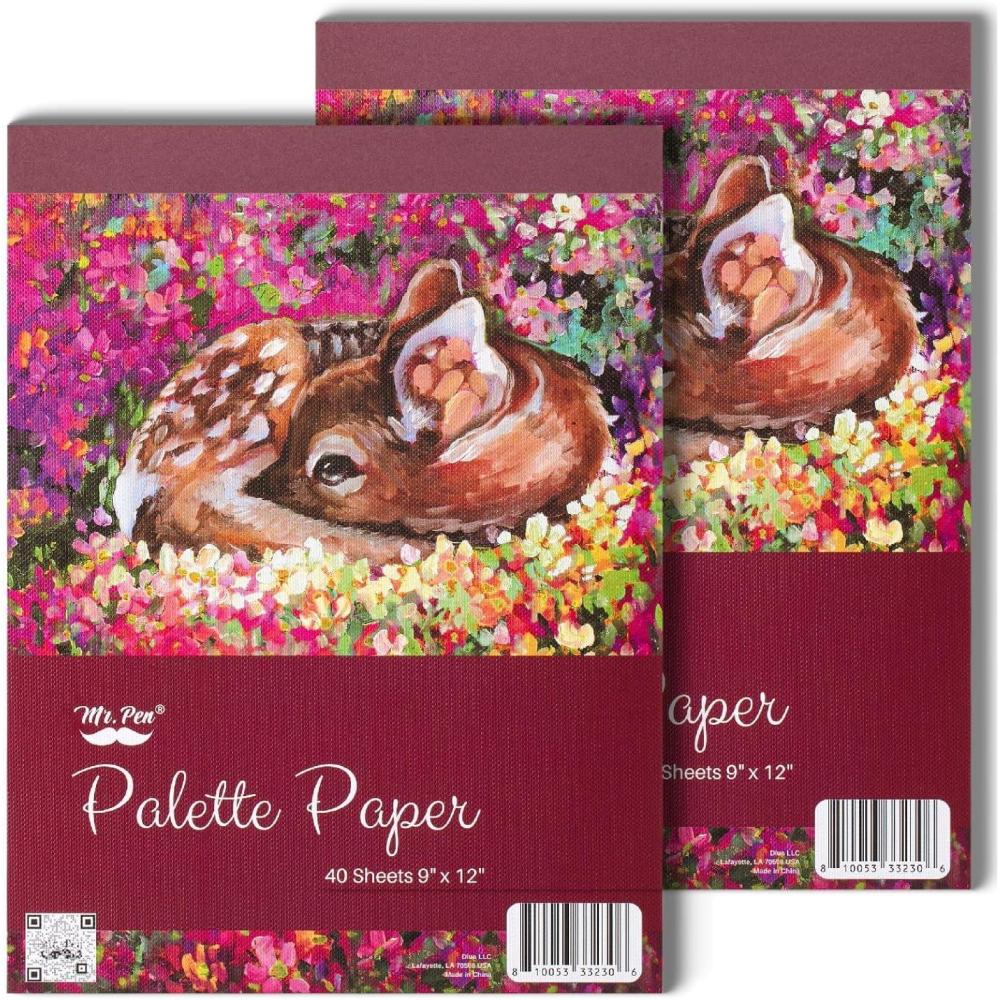 imageMr Pen Palette Paper Paint Pad 9quotx12quot 40 Sheets Acrylic Paint Paper Drawing Paper Painting Paper Disposable Paint Palette Paper Oil Paint Palette Watercolor Palette Paper9 x 12  2 Pack