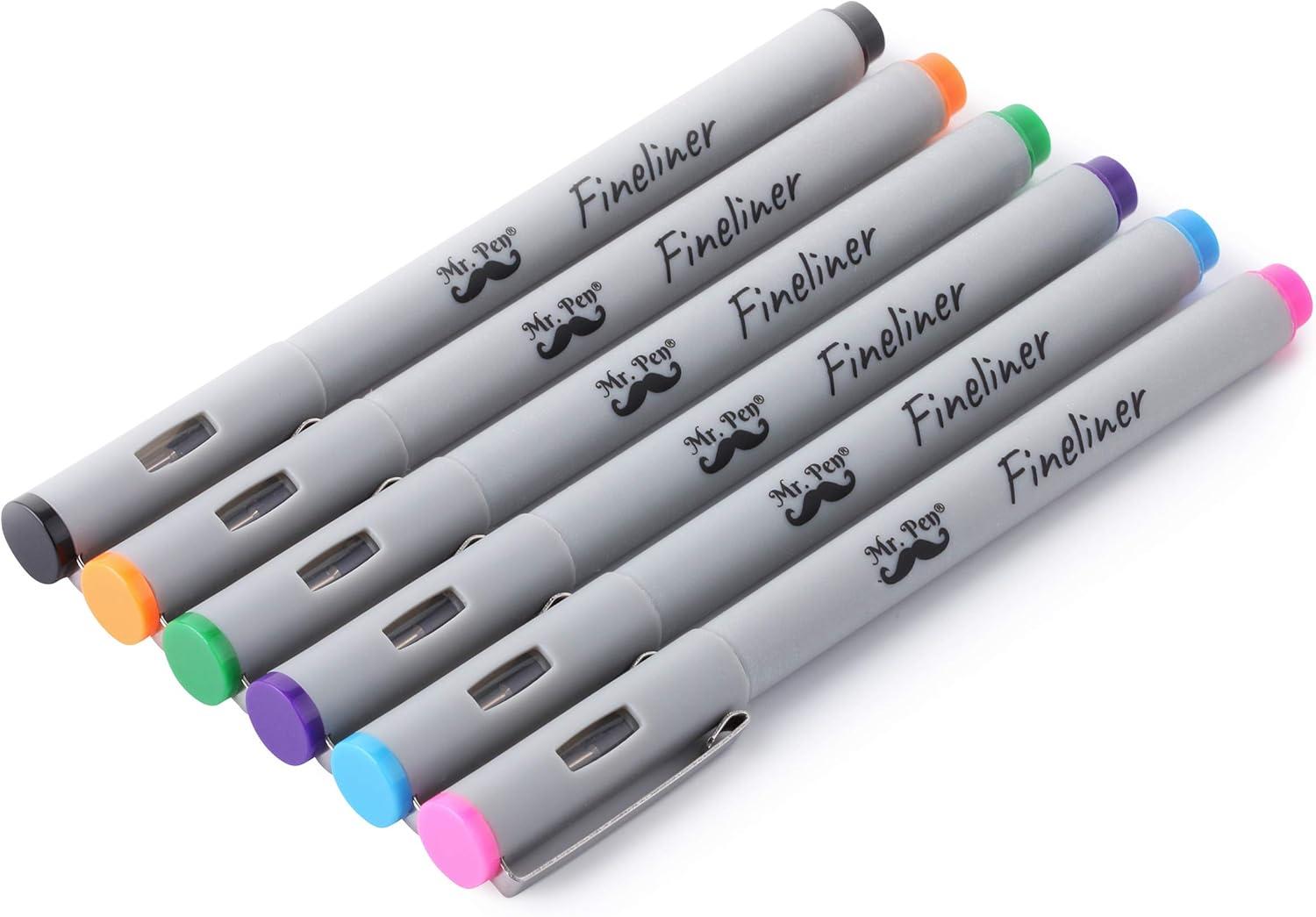imageMr Pen Fineliner Pens 02 mm 6 Pack Ultra Fine No Bleed for Bible Assorted Colors Art Pens Fine Point for Drawing Sketching Liner