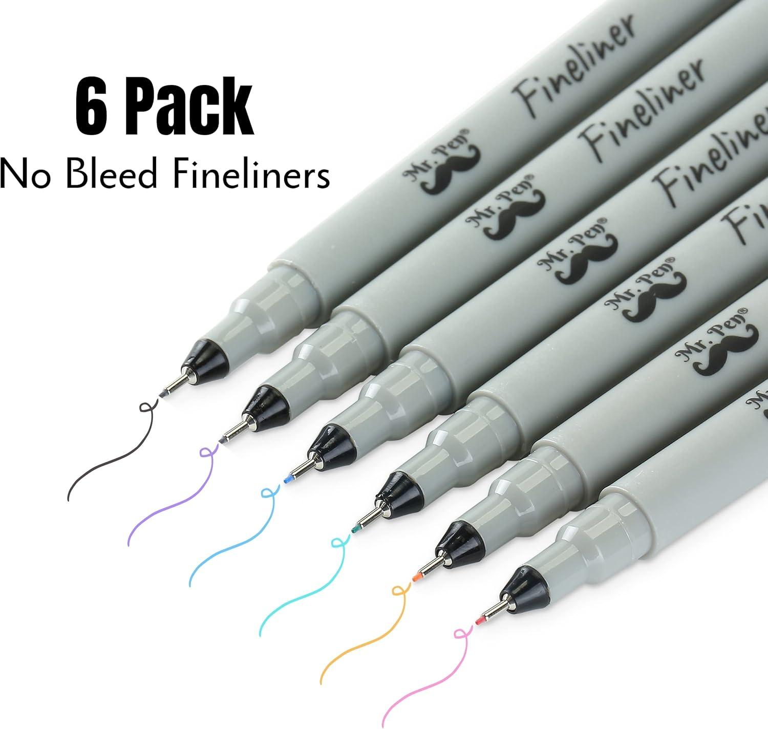 imageMr Pen Fineliner Pens 02 mm 6 Pack Ultra Fine No Bleed for Bible Assorted Colors Art Pens Fine Point for Drawing Sketching Liner